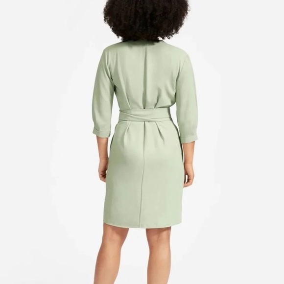EVERLANE Light Green Japanese GoWeave Long-Sleeve Mini Wrap Dress 0 - Picture 4 of 12